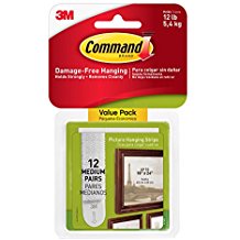 Command Picture Hanging Strips Value Pack, Medium, White, 12-Pairs (17204-12ES)