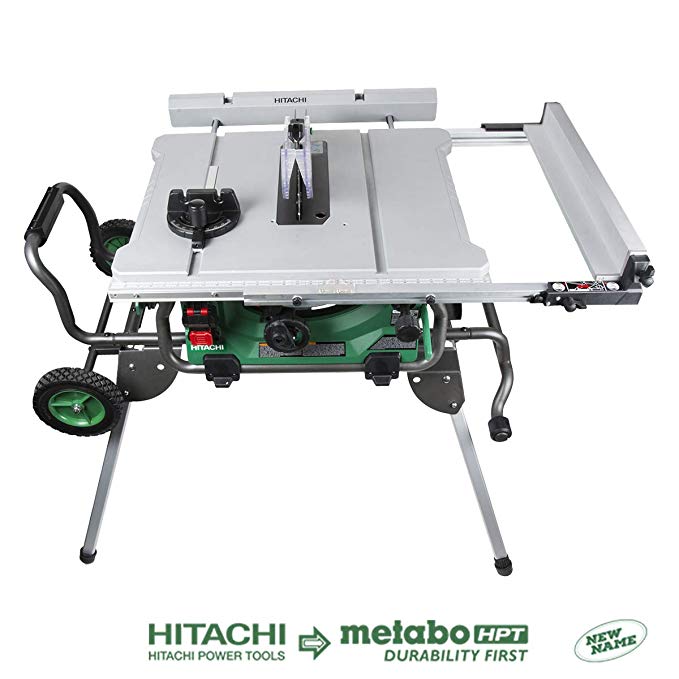 Hitachi C10RJ 10&quot; 15-Amp Jobsite Table Saw with 35&quot; Rip Capacity and Fold and Roll Stand