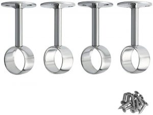 Stainless Steel Wardrobe Pipe Lever Ceiling Mount Bracket Closet Rod Bracket Flange Support Holder Pack of 4 (25mm/1'')