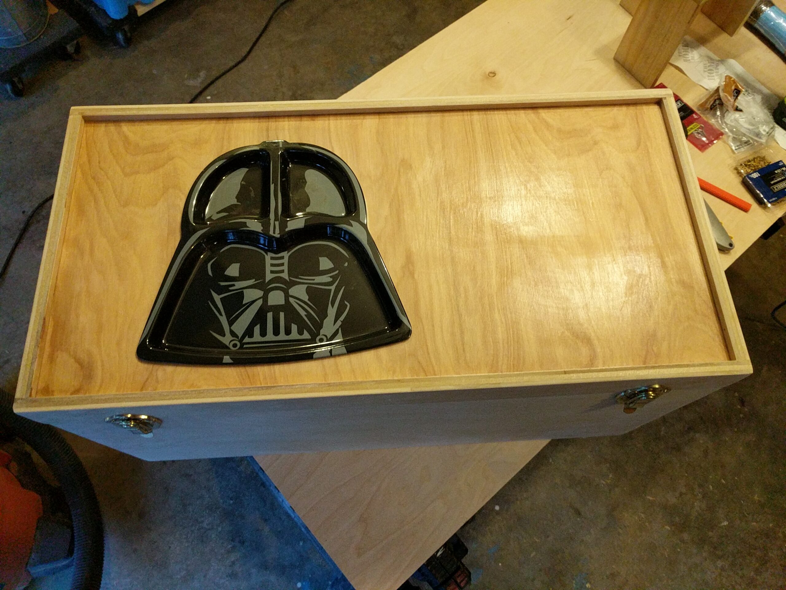 Death Star footlocker with Darth Vader plate